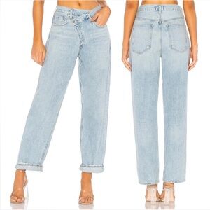 Agolde Criss-crossed Upsized Light Blue Boyfriend Jeans